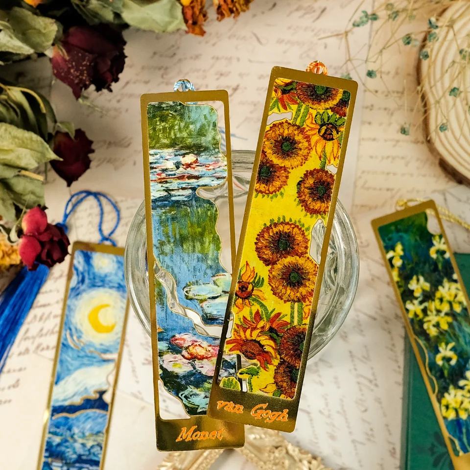 Van Gogh olejomaľba duté kvetinové kovové záložky Vynikajúce tvarové knihy Známky Čítanie Študentské služby Školské potreby Darčeky