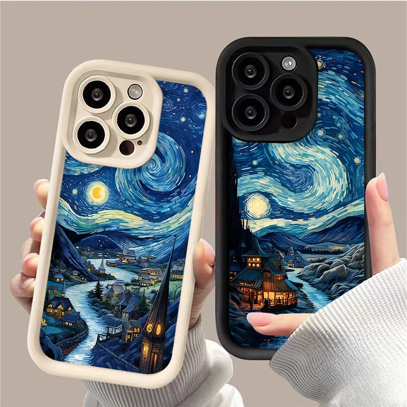Van Gogh Starry Sky Oil TPU maľovací puzdro pre Xiaomi 13T 12T 11T 13 12 11 Lite 5G NE POCO X6 X5 X4 GT X3 NFC F3 F4 F5 F6 M6 PRO