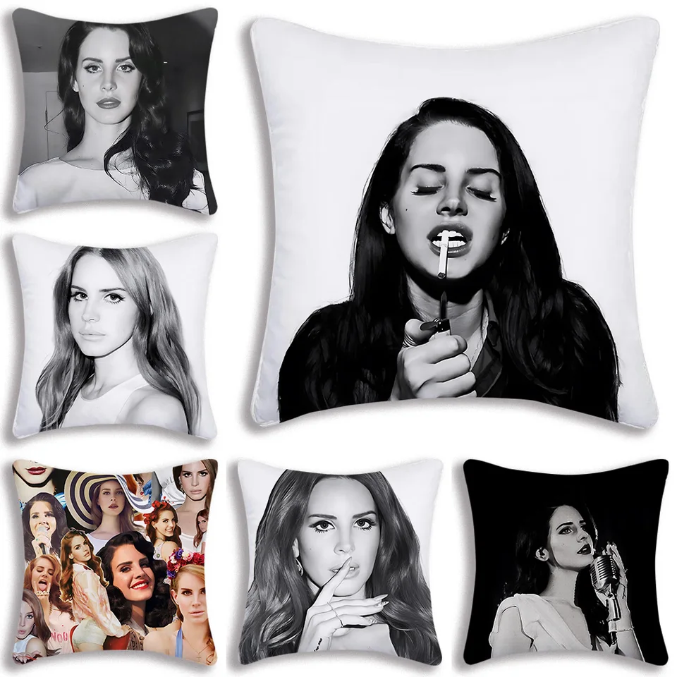 Vankúš L-lana del Rey pokrýva karikatúru Dekoratívnu domácu obojstrannú tlač krátky plyšový roztomilý vankúšový kryt