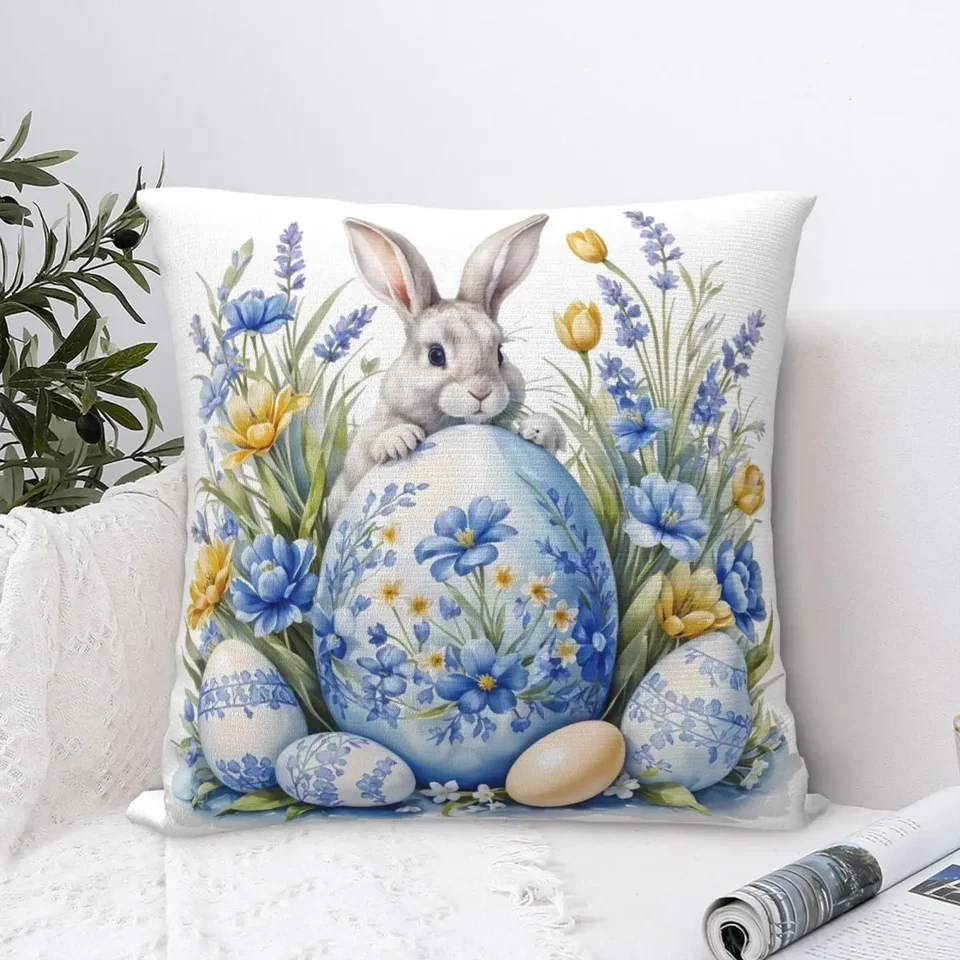 Vankúš na veľkonočné zajačik vankúš na vankúš modrý vaječný polyester vankúšový obal vankúš vankúš Funok dizajn vankúše pre dekoráciu v kancelárii
