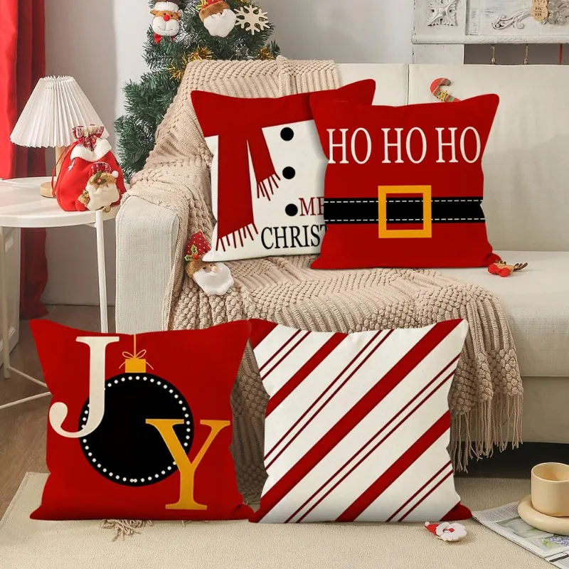Vankúš vankúšov pokrýva 45x45cm set 4, párty dekorácie snehuliak Santa Claus veselé vianočné sviatky pre dom