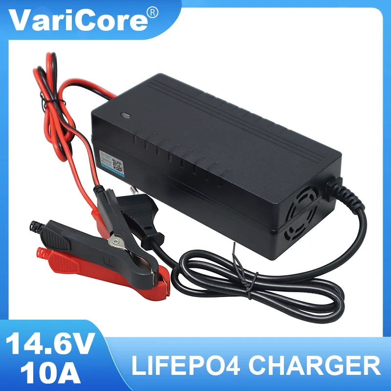 Varicore 12V 10A 14,6V/12,8 V 10A LifePo4 nabíjačka 110-220V 4S 12V Vysoko výkonná nabíjačka pre balenie batérie fosforečnanu lítium železa