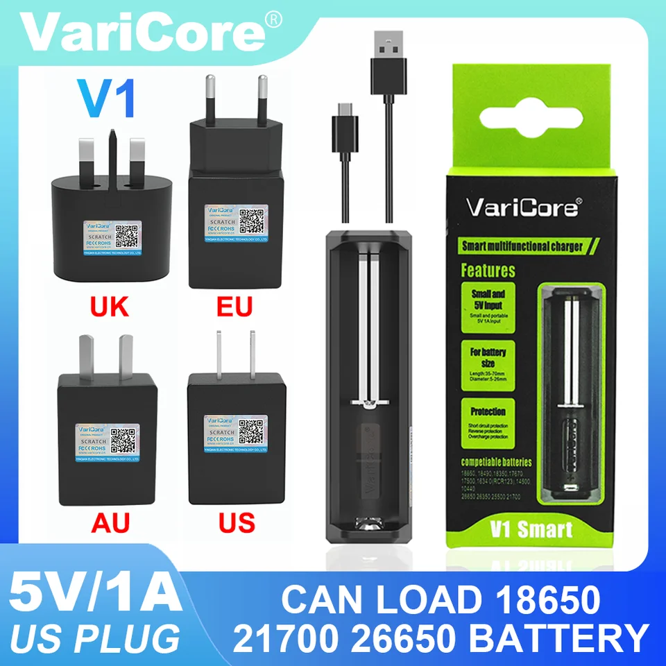 Varicore V1 3,7V 18650 21700 26650 18500 20700 18350 14500 10440 23650 18490 17670 Nabíjačka na dobitie lítiu
