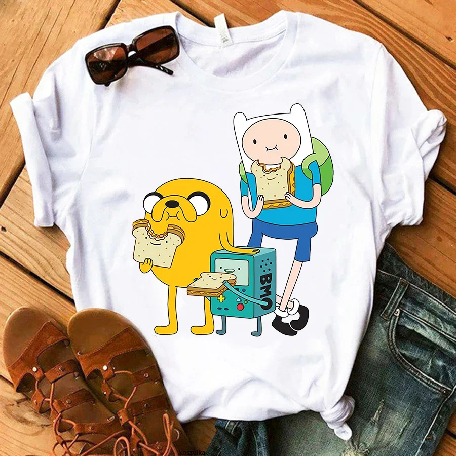 Variť anime čas TSHREN Ženy Men Manga Grafické tričká Finn a Jake Tshirt Female Princess Bubblegum Rock Tee Casual