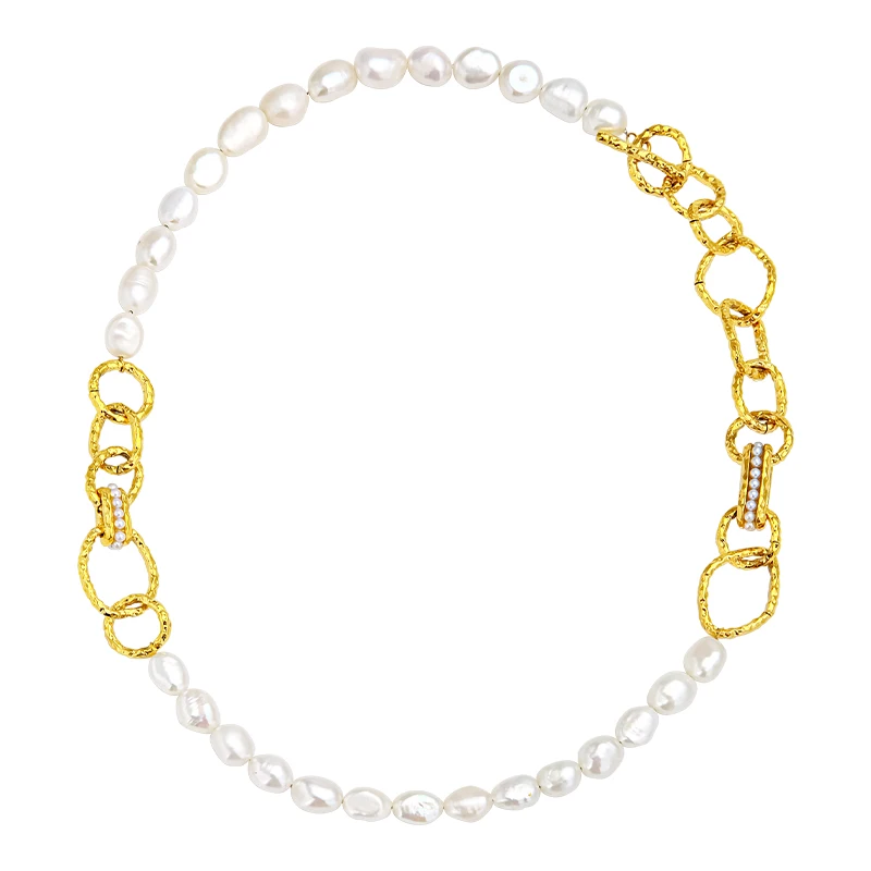 Varole Punk Prírodné nepravidelné perly náhrdelník pre ženy Zlaté farby náhrdelníkov PVD 18K zlatý módny šperk Collier