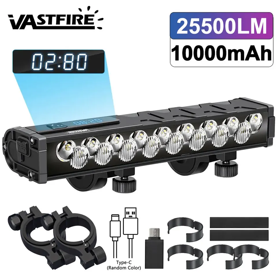 Vastfire Bicycle Light Front 25500Lumen Bike Light 10000 mAh nepremokavá baterka USB nabíjanie MTB Road Cycling Light doplnky