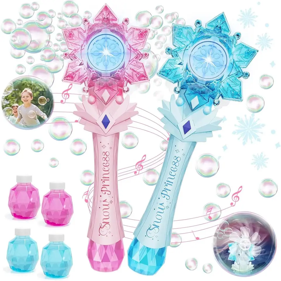Vatos Bubble Wands X2 pre deti Automatické snehové vločky Bubble Blower Light & Music Bubble Stroj s dvom