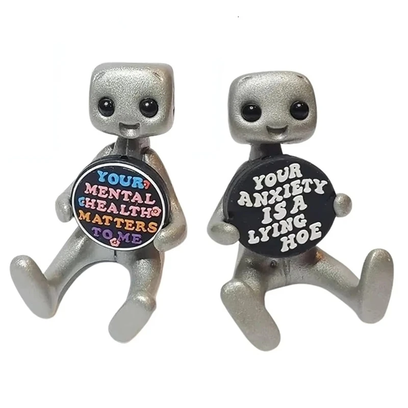 Vaša úzkosť je ležiaci robotom Hoe Cute Drobné postavy duševné zdravie živice na domáci kancelársky stôl Buddy Detské hračky Darčeky aa26