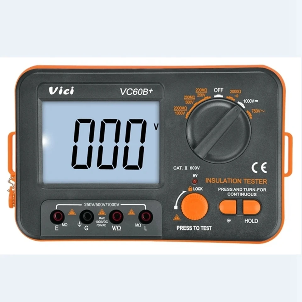 VC60B+ Digitálny izolačný odporový tester VICI Megohm Meter 250V 500V 1000V proti vysokému napätiu a vstupnému alarmu s krátkym obvodom