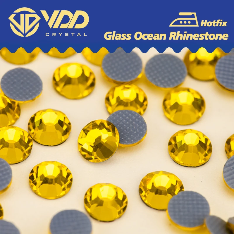 VDD 005 CITRINE SS6-SS30 Glass Crystal Strass Hot-Fix Glitter Eron železo na plochých kameňoch na výzdobu oblečenia