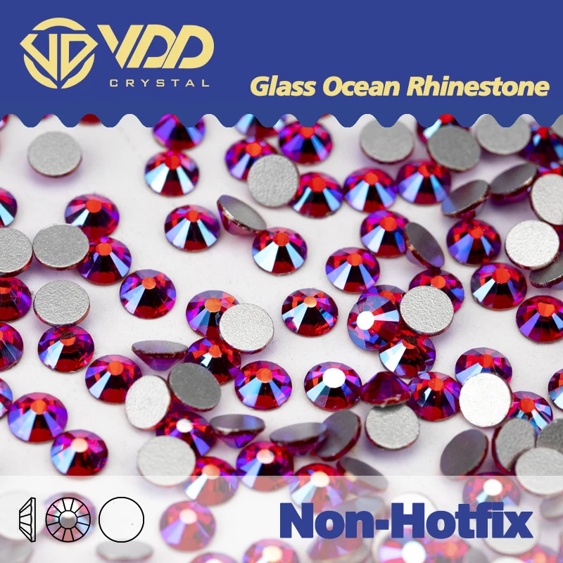VDD SS4-SS30 Red AB Series Glass Crystal Smienok Glitter Diamond Strass Flatback Stones 3D nechty
