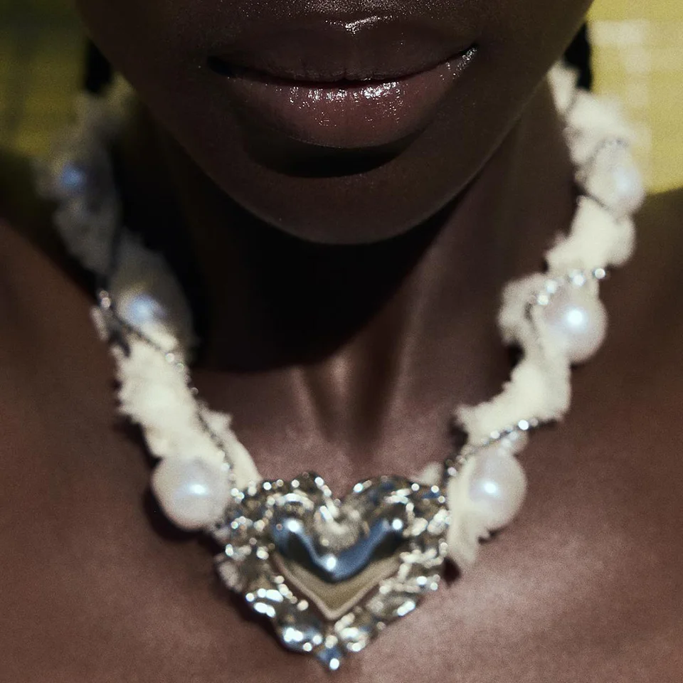 Vedawas Pearl Jewel Heart náhrdelník, jednoduchá elegantná svadobná banketová párty sviatky Ženy Doplnky, GIF pre milencov a priateľov