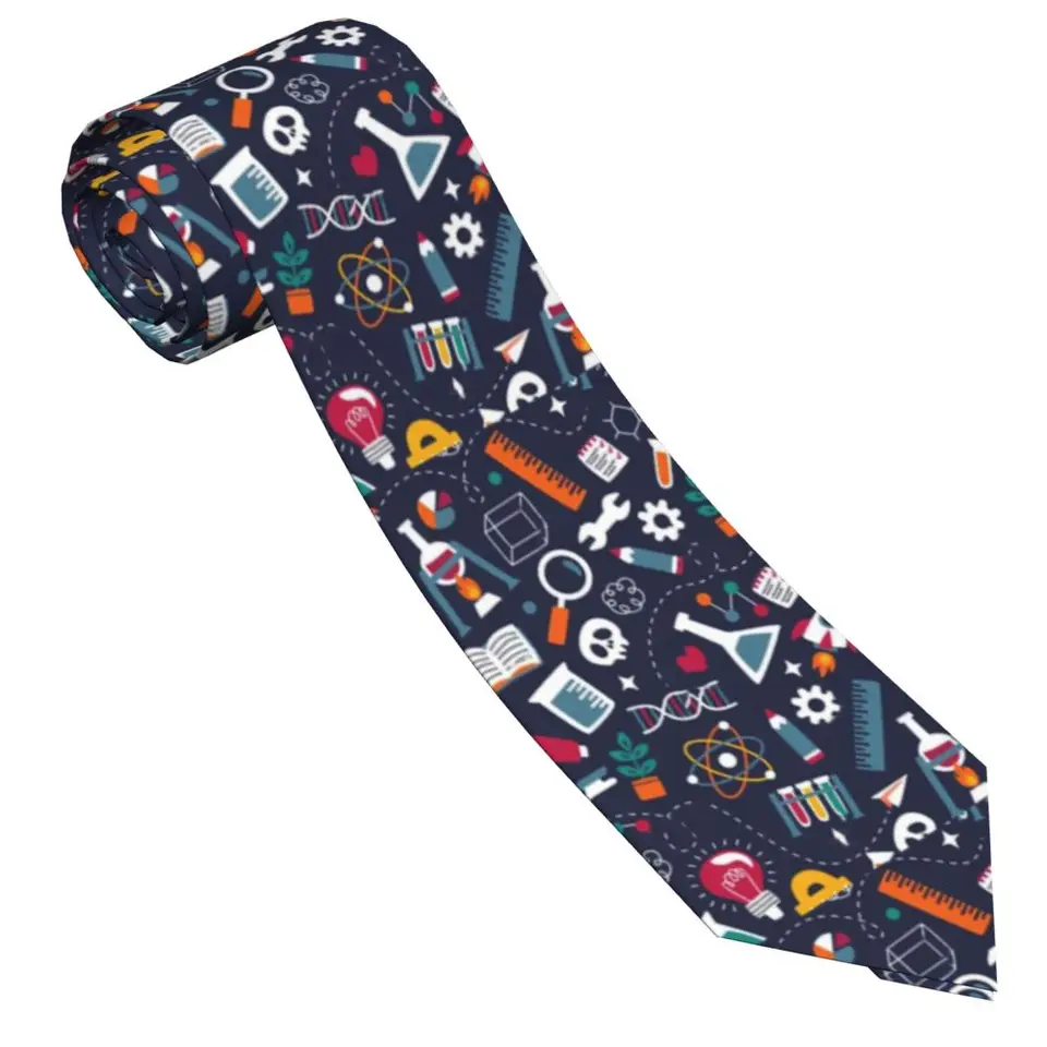 Vedecké veci unisex kaskáty Príležitostný polyester 8 cm úzka chémia Chemické kravaty krku pre mužov Kancelária Kancelária