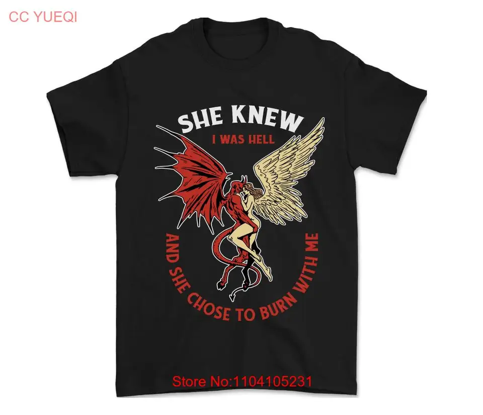 Vedela, že som peklo Devil & Angel tričko, tričko Trendy Streetwear, darčekový nápad