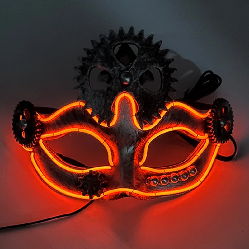 Vedená maska ​​na parné maskostrelca maškaráda Party karneval vianočné tanečné perie nočný klub maskova maska ​​make -up party Glow Steampunk Mask