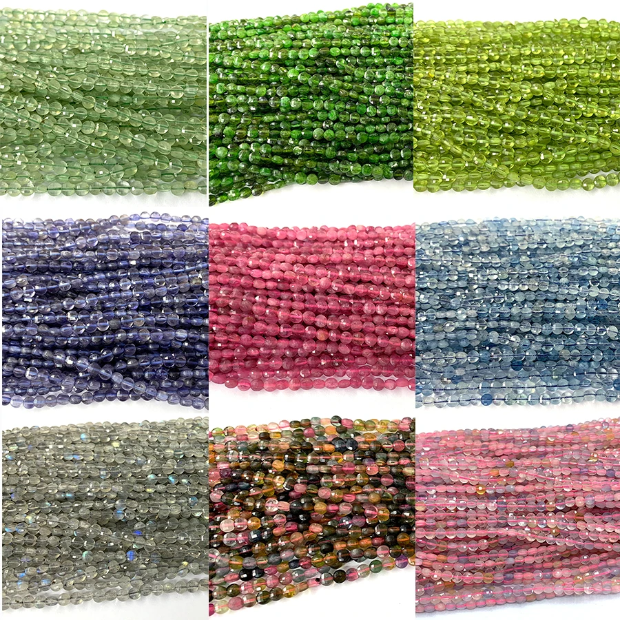 Veemake Natural Flat Coin Disce Disce Small Little Prouts Tourmaline Spinel Ruby Sapphire Iolite Diopside Labradorit Aquamarine C2