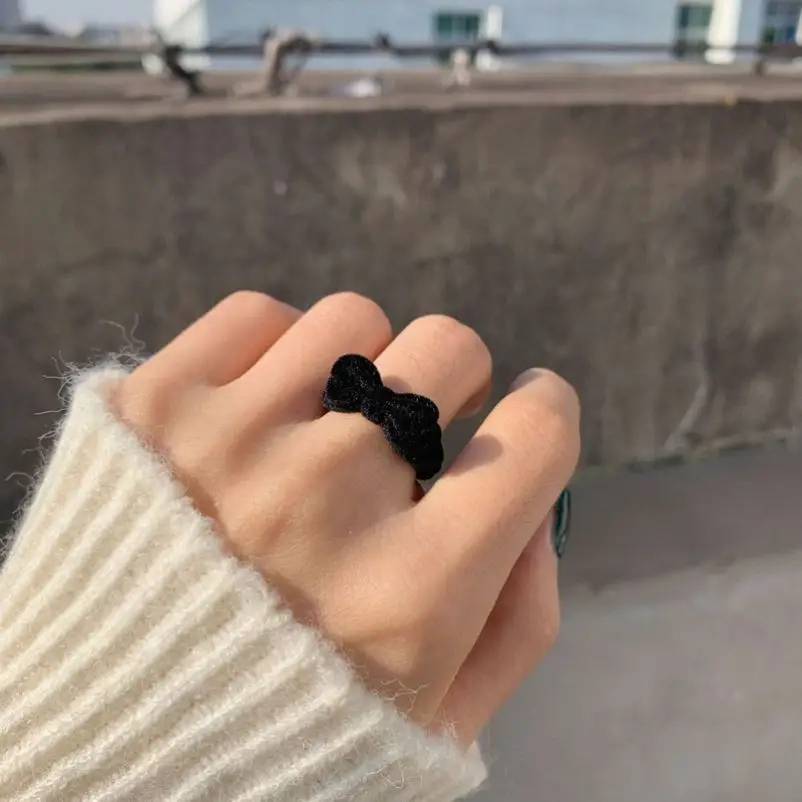 Velvet Bowknot prsteň pre ženy Dievčatá modré červené luku roztomilé