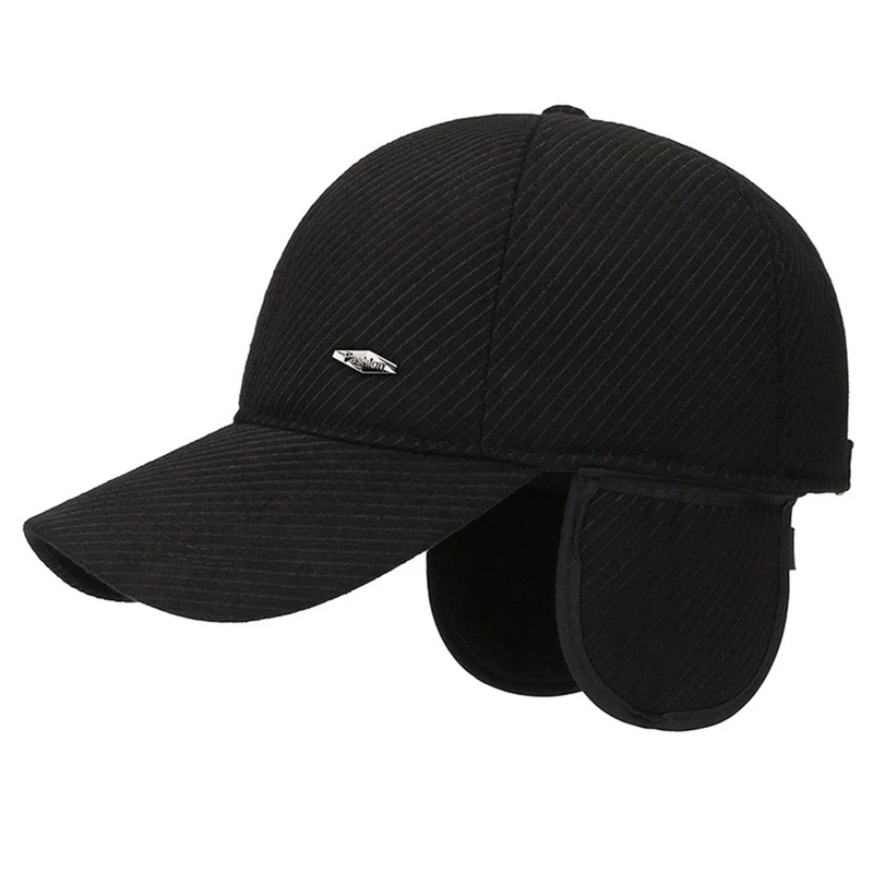 Velvet Felt Winter Baseball Caps for Men Outdoor Earflaps Trucker klobúky udržiavajte teplú čiapku Snapback Male Bone Casquette Golf Dad Hat