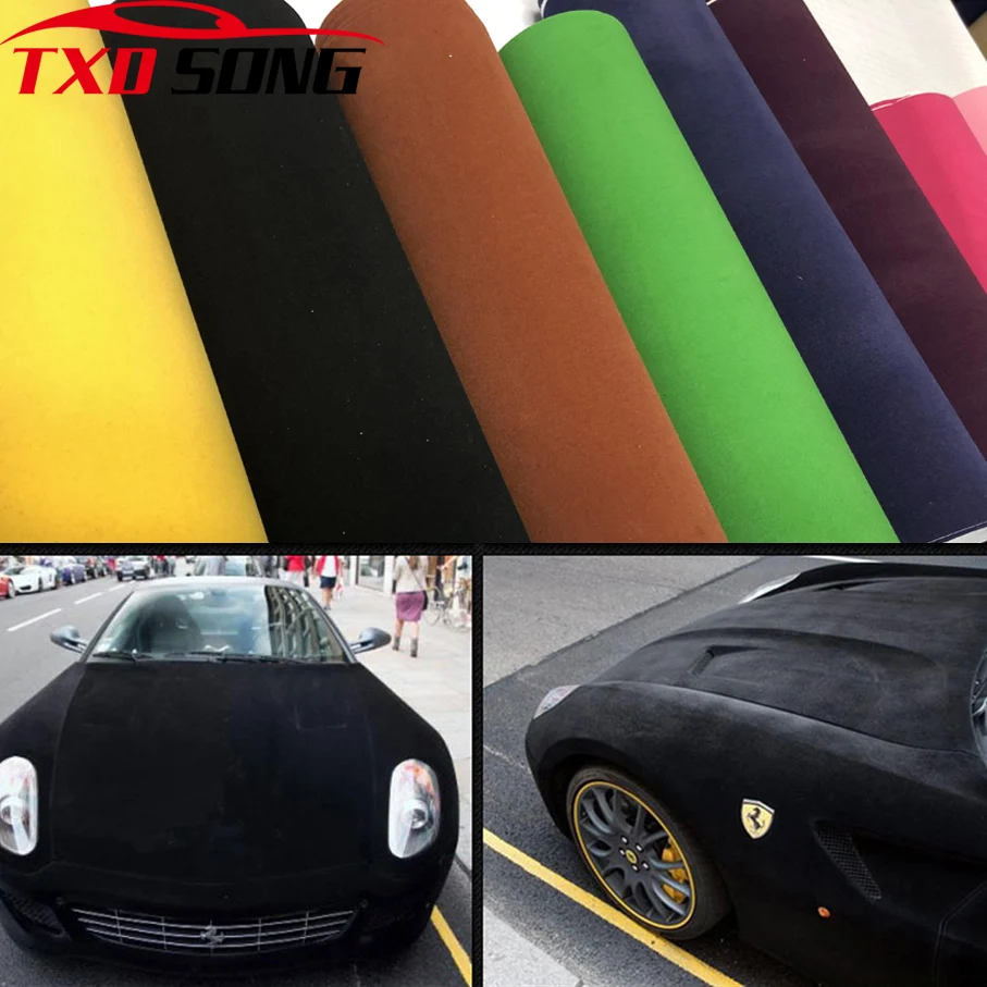 Velvet látka Suede Vinyl Balenie Filmy Zmeňte farbu Self Adhesive Sticker pre automobily interiér mimo dekorácie