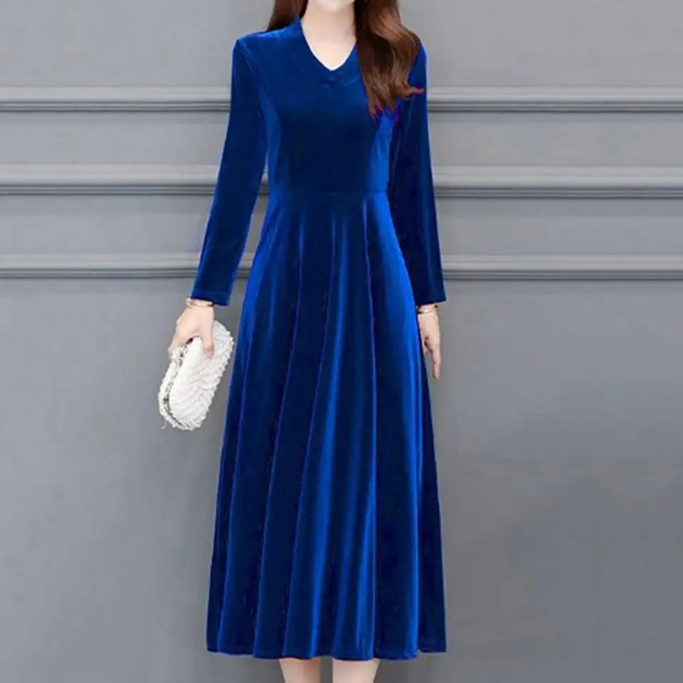 Velvet ženy jarné šaty Ol Style Nadory O o krk pád bankety šaty Slim Fit Pleat Bodycon Prom šaty elegantné ženské odevy