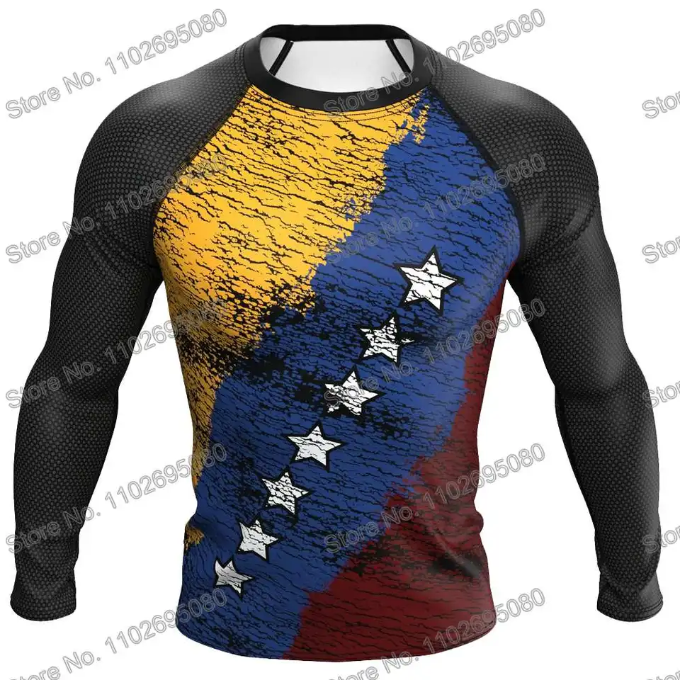 Venezuela potápanie Tričko Tesné pevné rukávy Rash strážca bjj mma plavky muži surfovanie oblečenia pláž plážové plavák flotsuit dámske vrcholy