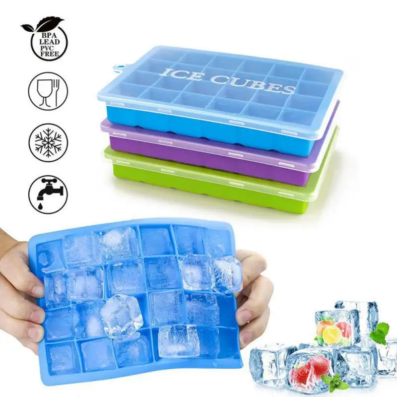 Venlohome 24 Ice Cube Tray Food Grade Silikone Ice Cube Maker Fold s vekom pre zmrzlinovú čokoládovú párty whisky kokteilový nápoj