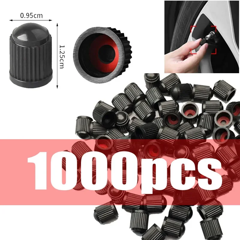 Ventil pneumatiky pre pneumatiky auta Plastový čierny bicykel Ventil 1000/4ks čiapky s tesniacim prsteňom kupolu Dome Dome Dram Ventil pre motocykle bicyklov automobilov