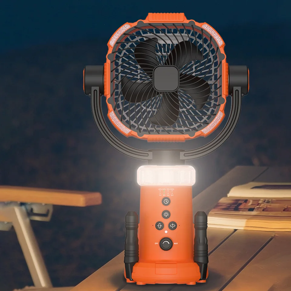 Ventilátor kempingu 20000 mAh USB nabíjateľné prenosné bezdrôtové kempingové hák stropný ventilátor s nočným svetlom LED a diaľkovým ovládaním