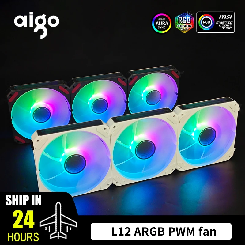 Ventilátor počítačového puzdra AIGO bez drôtu Pripojenie Ventoinha PC 120 mm RGB VENTICKÁ KITÁR CLOTA 4PIN PWM CPU COPLING VESTRIKA 3PIN5V VENTIlador
