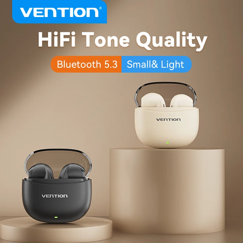 Vention Bluetooth 5.3 bezdrôtové slúchadlá náhlavná súprava TWS HIFI Stereo Sports s mikrofónom dotyk Latencia dotyk