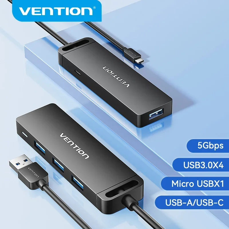Vention USB Hub 4 Ports USB Typ C až USB Splitter s mikro nábojovým výkonom pre Lenovo MacBook Pro iPad Samsung PC USB C 3.0 HUB