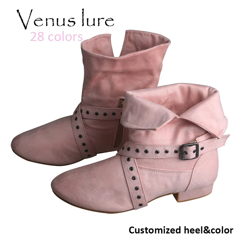 Venuša Lure Prispôsobená päta dámska línia Dance krátke topánky Lace Up topánky ružová salsa latinská tanečná country tanečné topánky