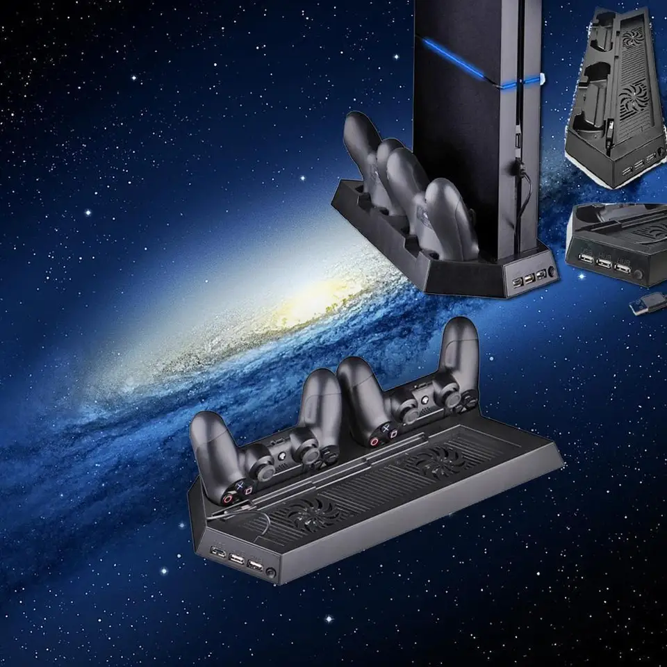 Vertikálny stojan na chladiacu stanicu PS4 s 2 ovládacími nabíjaním Dock PlayStat