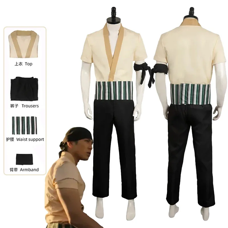Verzia skutočnej osoby Roronoa Zoro Cosplay kostým Halloween Carnival Set pre dospelých mužských cosplay set pre mužský chlapec darček SD33618