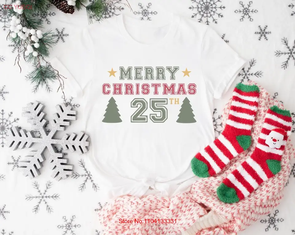 Veselé Vianoce 25. tričko December vianočné stromy Rodina zhodujúca sa dlhé alebo krátke rukávy