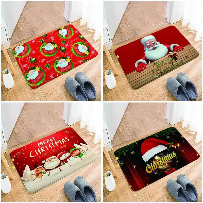 Veselé vianočné dekorácie Santa Claus Elk Snowman koberec vstup vchod do rohožky domova obývacia izba dekor