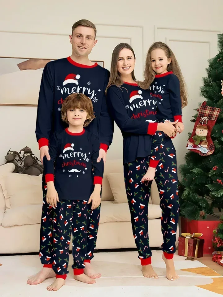 Veselé vianočné tlač pyžamy set mamičky ocko deti zodpovedajúce oblečeniu oblečenia súpravy baby ovoper pjs mäkký teplý vianočný vzhľad pyžamy