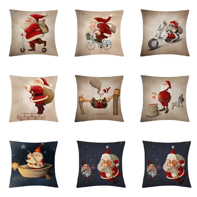 Veselé vianočné vankúšové obaly Vianoce Santa Claus dekoratívne vankúš