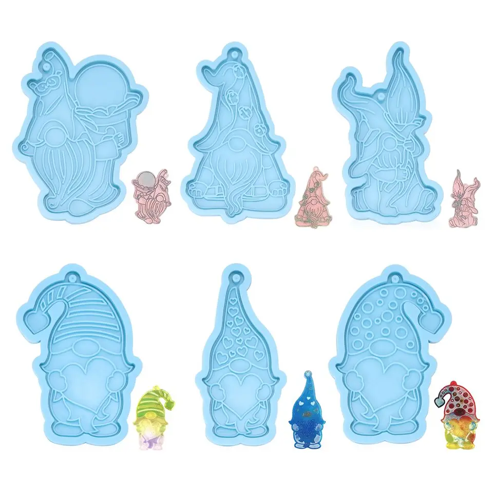 Veselé vianočné záhrady Elfovia Epoxidová živica pleseň bez tváre bábiky Dwarf Keychain Silikónová forma DIY remeslá