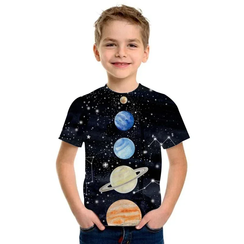 Vesmír Slnečná sústava Detské tričko 3D tlač Planet Planet Sun Earth Venus Triš