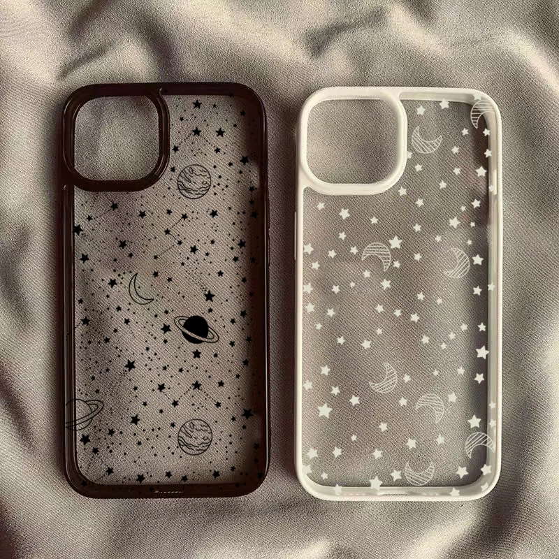 Vesmír Starry Sky Moon Clear Puzdro pre iPhone 11 12 13 14 15 16 Pro Max 7 8 Plus xr x xs Max