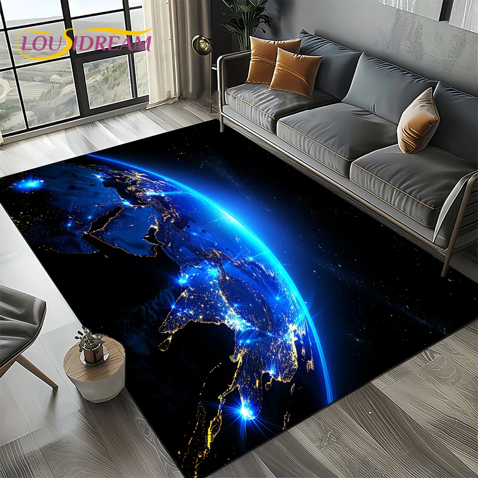 Vesmírne vesmírne hviezdy čierna diera Galaxy Earth Mliečny koberec koberec pre dekoráciu pohovky v obývacej izbe, nekĺzavá podlahová podlaha