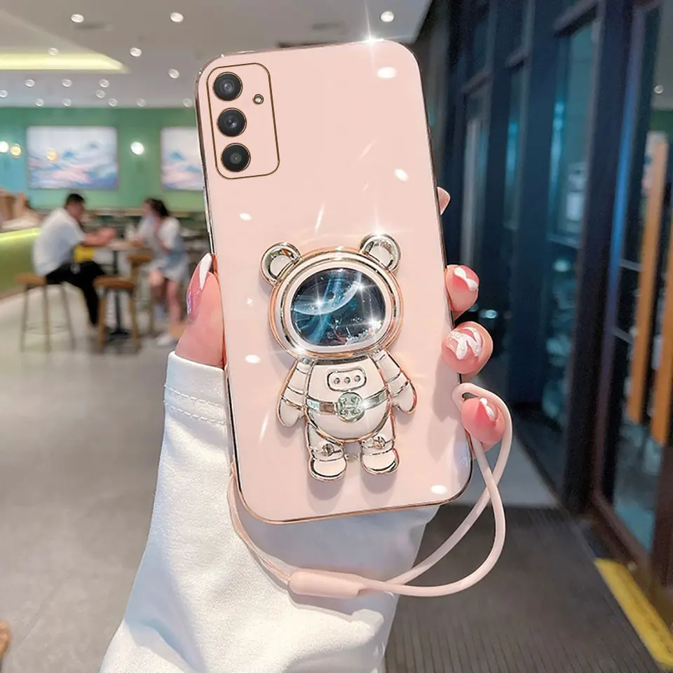 Vesmírny medveď tečúci pieskový stojan na telefón pre Samsung Galaxy Wide 6 A13 5G A04S WIED6 Mäkký silikónový ochranný zadný kryt