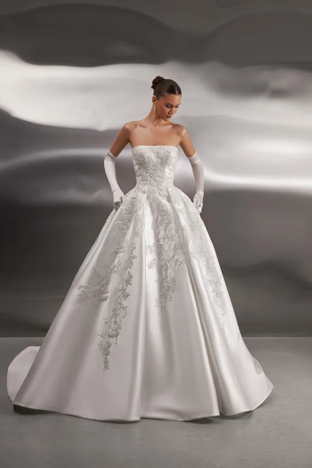 Vestidos de Novia elegantes Lujo saténové svadobné šaty biele čipky Abiti da sposa sartoriali Vestido Casamento Civil Abito Donna