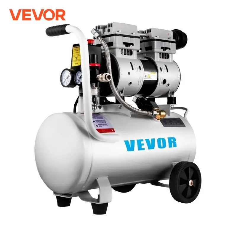 Vevor 25/60L vzduchového kompresora 110V/240V tichého vzduchového kompresora bez oleja 750 W 1 HP pre domácu opravu pneumatík na infláciu Whisper Compressor