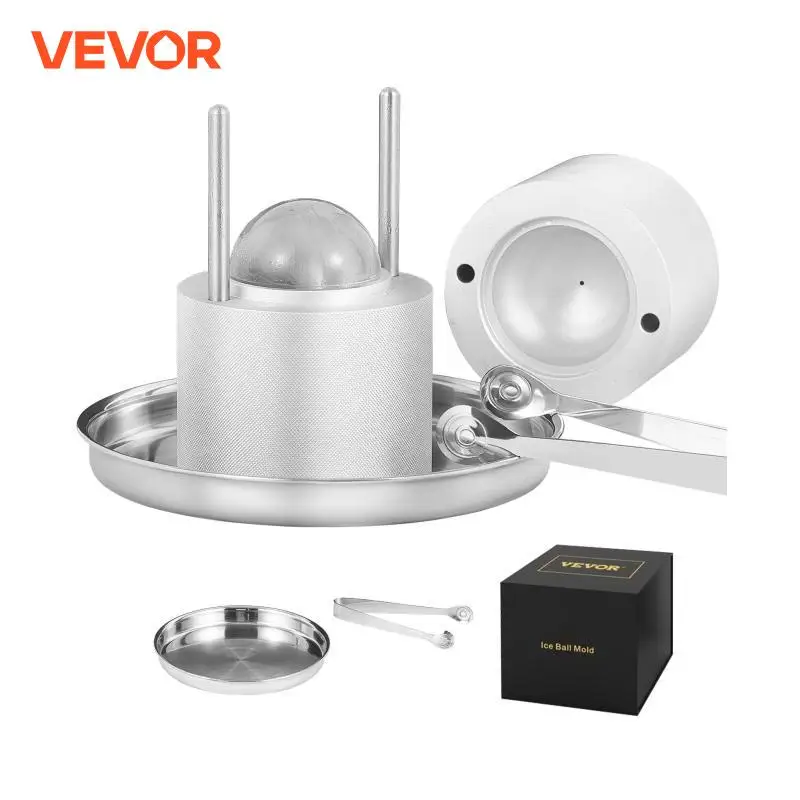 Vevor 60 mm ľadový tlačový výrobca výrobca sférická whisky podnosová forma bez bublinky na výrobu plesní DIY Crystal Ice Ball Box pre barový koktail