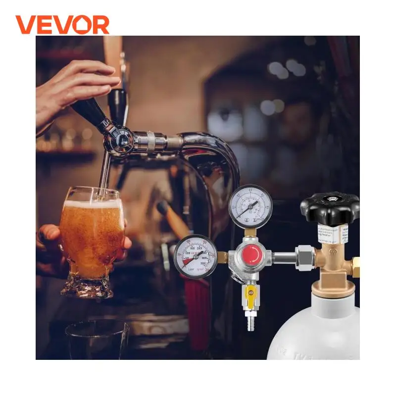 Vevor CO2 regulátor Dual Triple Gauges s kontrolným ventilom Draft Beer Keg Homebrew CGA320 pre domáci bar pre pivo