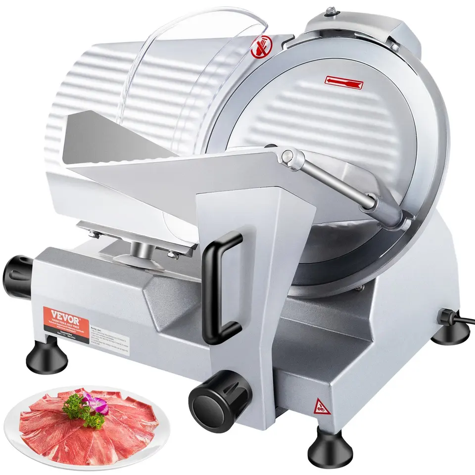 Vevor Commercial Meat Slicer, 320 W elektrický deli potravinový krájač, 12-palcová uhlíková oceľová čepeľ elektrická potravina