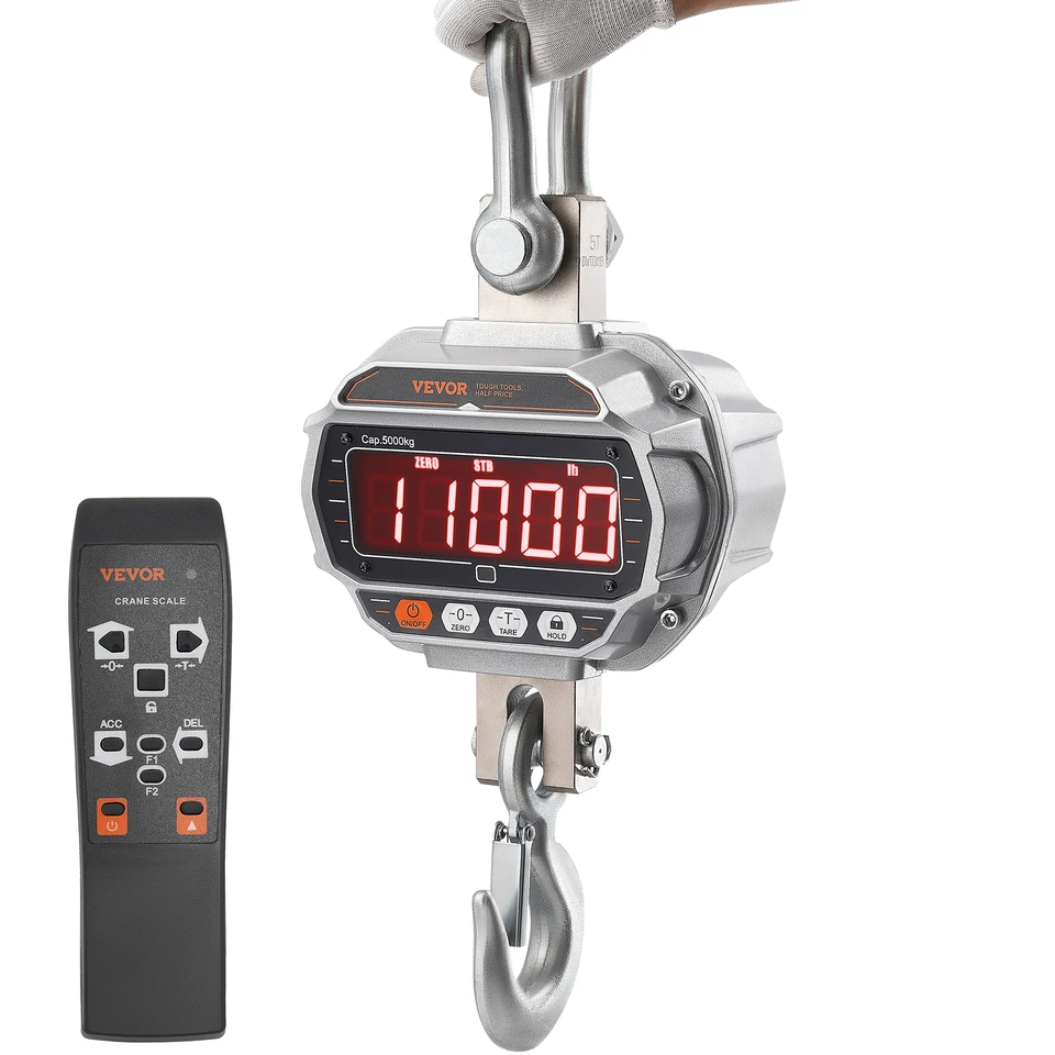 Vevor Digital Crane Scale, 11000/6600/2200 libier, priemyselná závesná stupnica s diaľkovým ovládaním, vysoká presnosť pre továreň