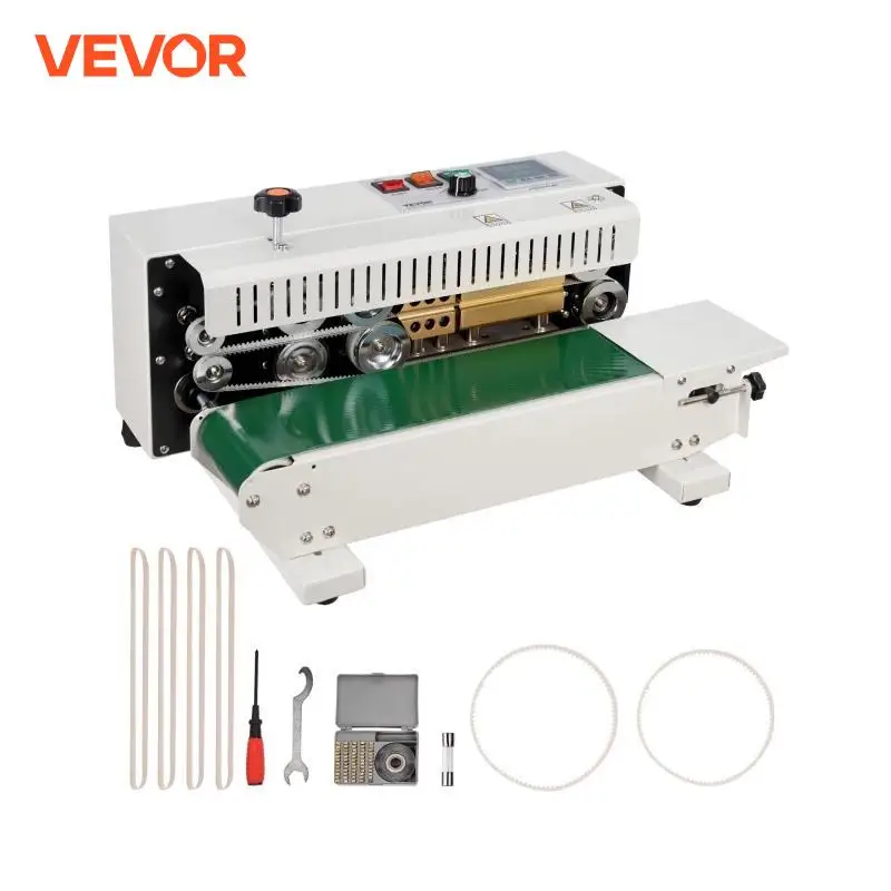 Vevor Horizontal Bag Band Tenúci stroj Kontinuálny pás tesniaci stroj Carbon oceľ pre 0,02-0,8 mm plastové vrecká filmy